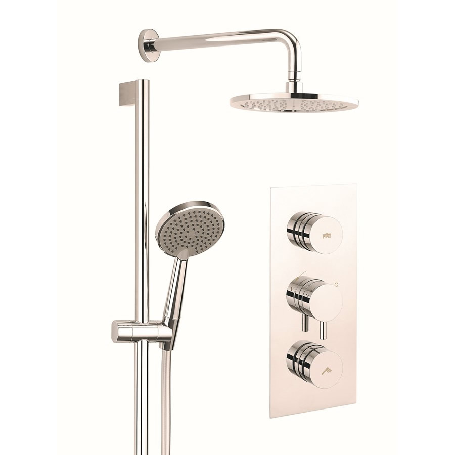 Dial Kai Lever Trim Thermostatic Shower Valve with 2 Way Diverter, Slide Rail, Handset, Fixed Head & Arm
