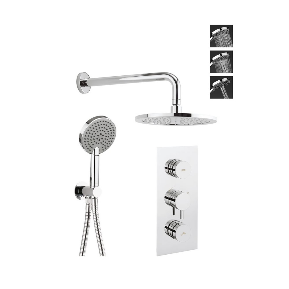 Dial Kai Lever Trim Thermostatic Shower Valve with 2 Way Diverter, Wall Outlet, Hose, 3 Mode Handset, Fixed Head & Arm