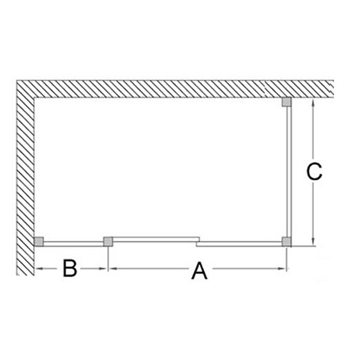 Soft close slider 120cm, 30cm in-line panel & 76cm side panel
