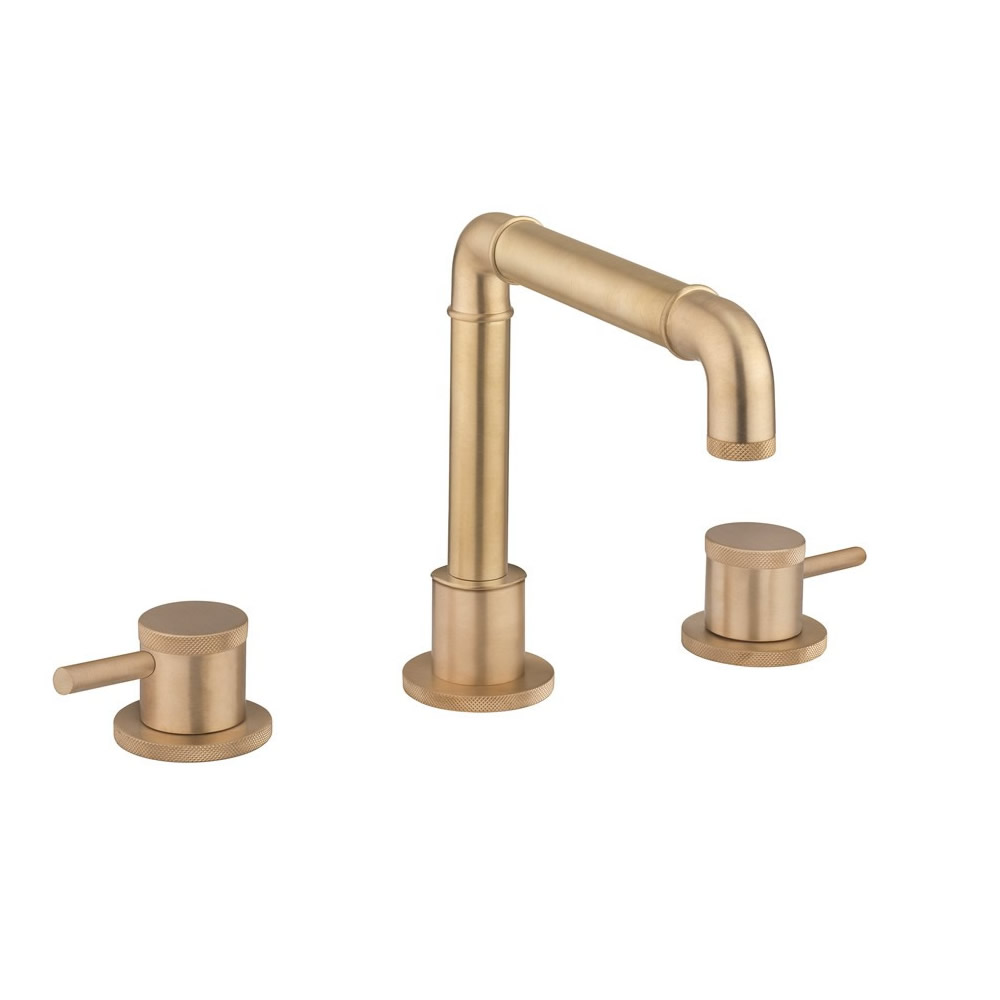 MPRO Industrial Basin 3 Hole Set - Unlacquered Brushed Brass