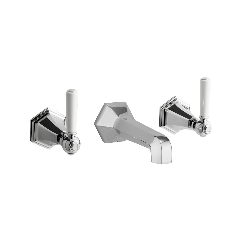 Waldorf White Lever Basin 3 Hole Set