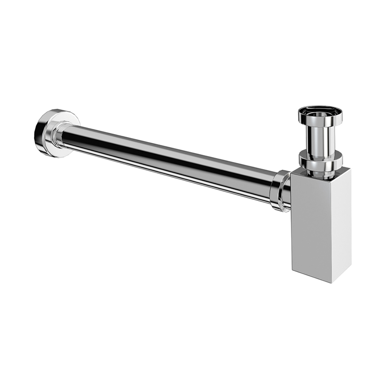 Square bottomed basin bottle trap