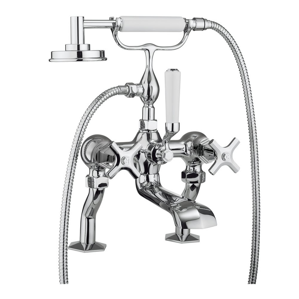 Waldorf Chrome Crosshead Bath Shower Mixer with Kit